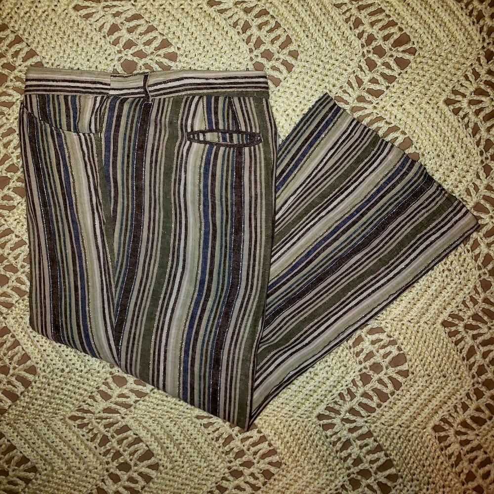 Lane Bryant Striped Wide Leg Linen Pants